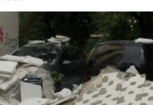 Телма: Падна фасада од зграда во Карпош, оштетени три возила